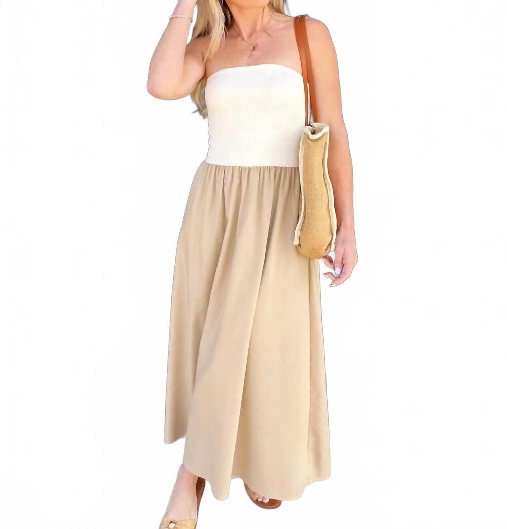 NEW BLU PEPPER two toned midi dress in tan